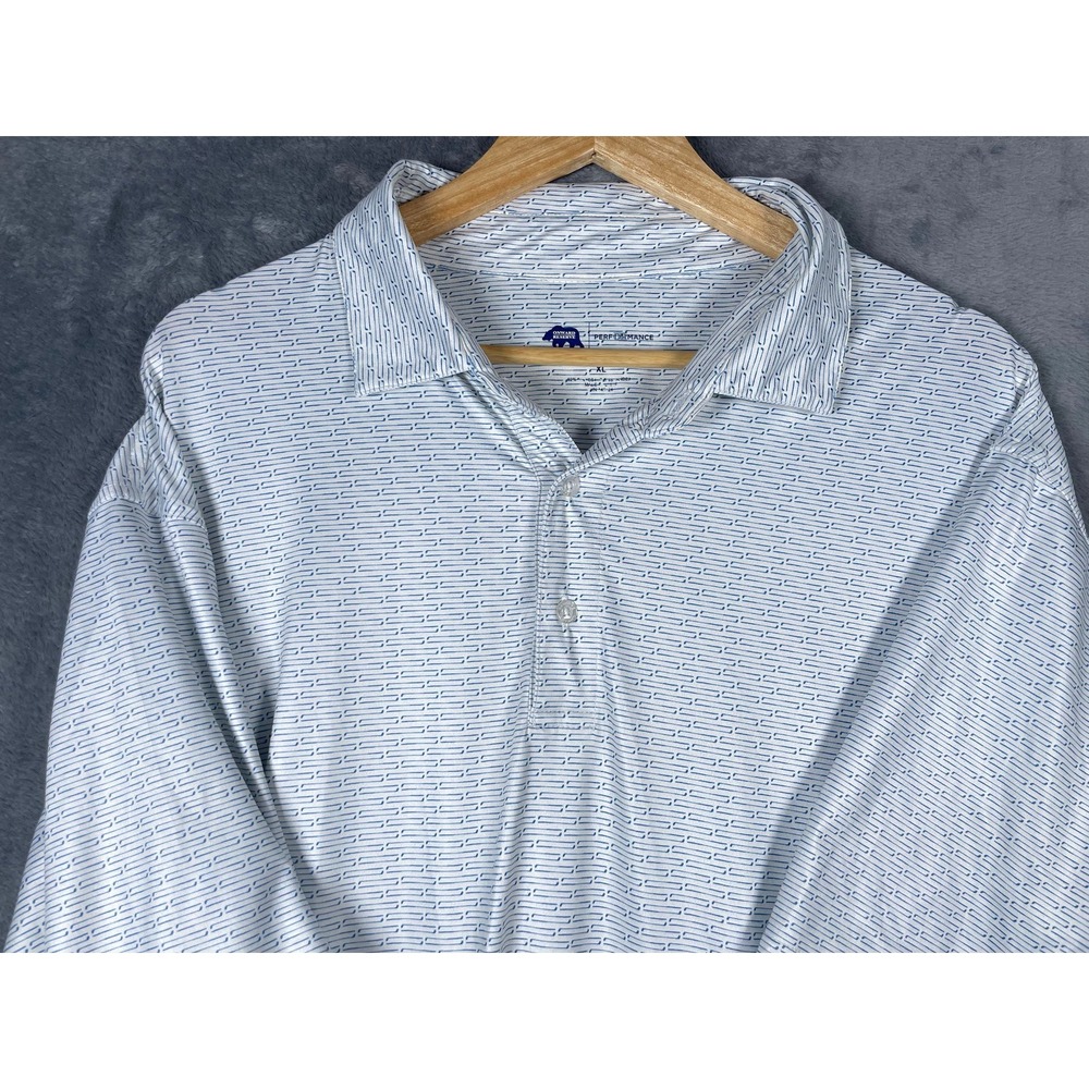 Onward Reserve Performance Mens XL Golf Polo Shirt White Blue Club Print